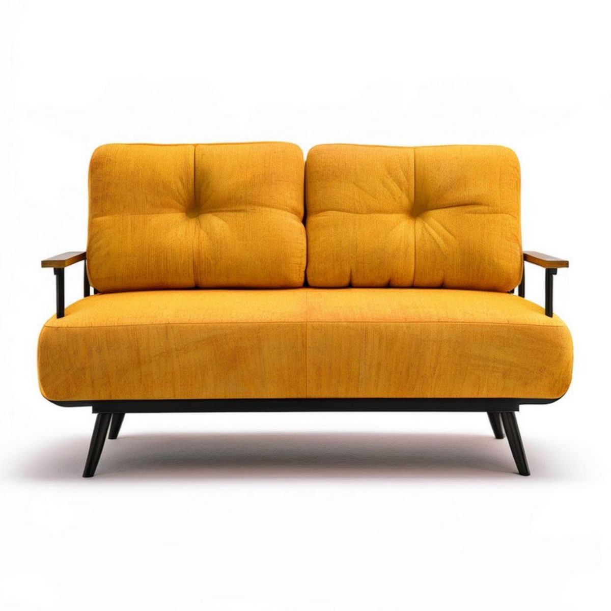 Sofa 2-osobowa w kolorze musztardowym, 150 x 85 x 85 cm
