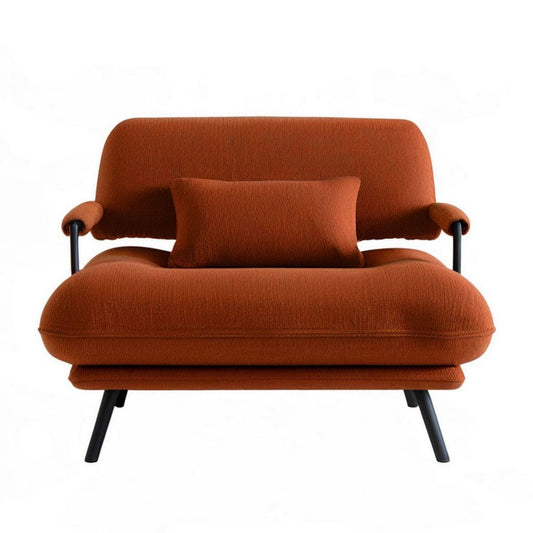 Dwuosobowy fotel tapicerowany z poduszką 130 x 80 x 85 cm rdzawopomarańczowy/czarny