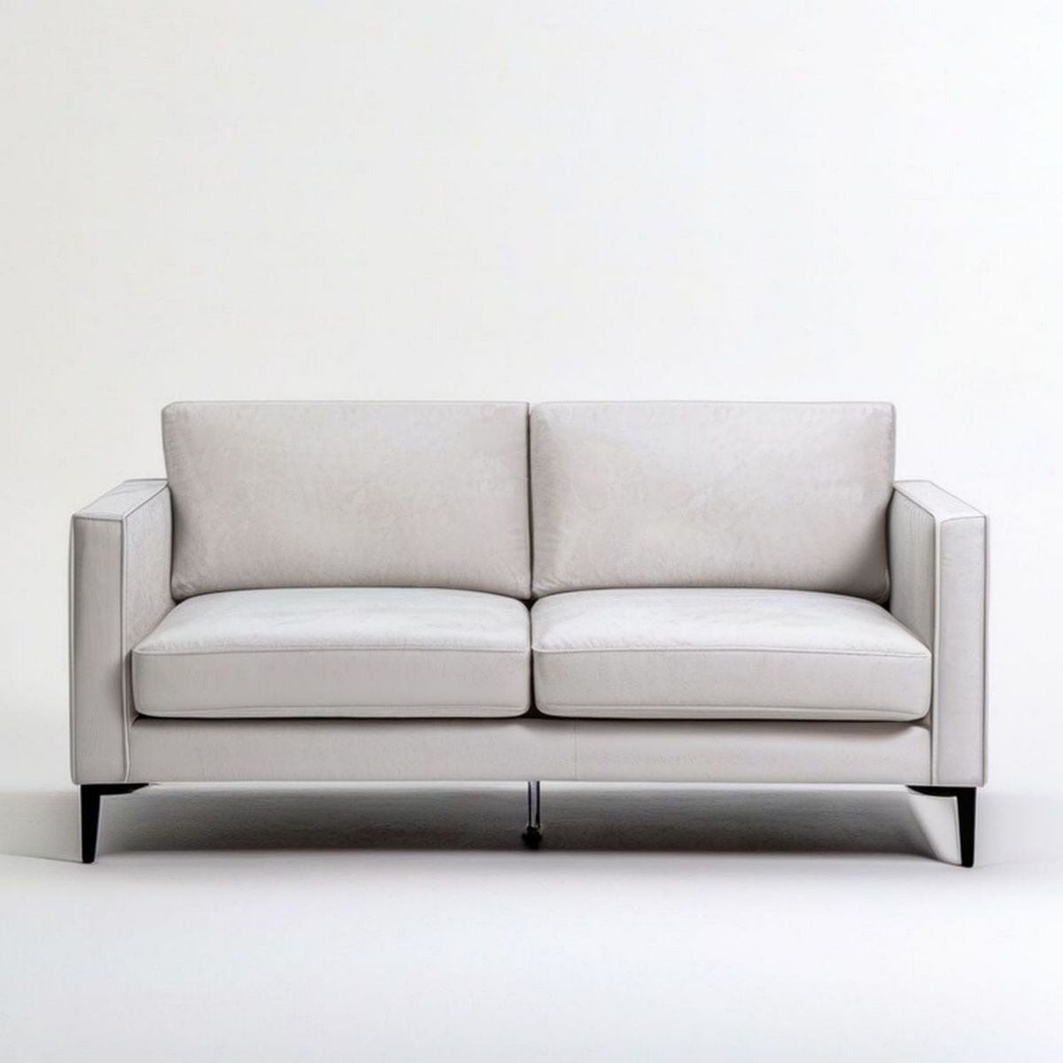 Jasnoszara sofa dwuosobowa z aksamitu poliestrowego 160 x 85 x 85 cm